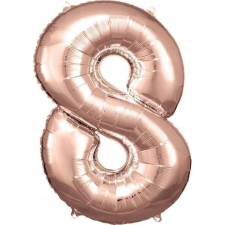 Amscan Óriás Szám Fólia Lufi - 8-as, 83x55 cm, Rózsaarany (9906283) party kellék