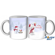 AN-PE 32 Kft Bögre karácsonyra, fehér maci piros sállal bögrék, csészék