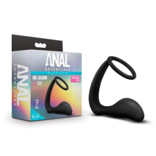 Anal Adventures Platinum - anál dildó péniszgyűrűvel (fekete) műpénisz, dildó