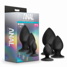 Anal Adventures Platinum Stout - anál dildó szett - 3db (fekete) anál
