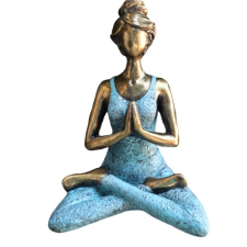 Ancient Yoga Lady Szobrocska - Bronz & Türkiz 24cm dekoráció