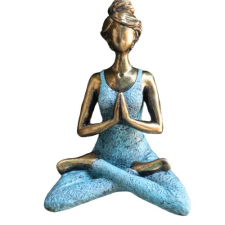 Ancient Yoga Lady Szobrocska - Bronz &amp; Türkiz 24cm dekoráció