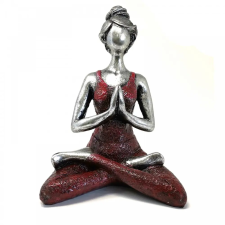 Ancient Yoga Lady Szobrocska - Ezüst &amp; Bordó 24cm dekoráció