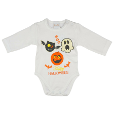 Andrea Kft. Halloween hosszú ujjú baba body fehér kombidressz, body