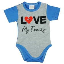 Andrea Kft. "Love my family" feliratos rövid ujjú baba body kék kombidressz, body