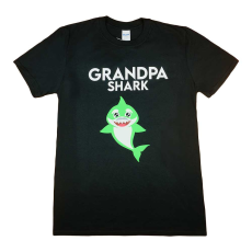 Andrea Kft. Rövid ujjú férfi póló cápás mintával "Grandpa shark" felirattal