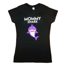 Andrea Kft. Rövid ujjú női póló cápás mintával "Mommy shark" felirattal