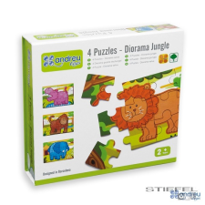 Andreu 4 az egyben puzzle - A dzsungel állatai puzzle, kirakós