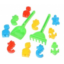 Androni 10 db homokozó forma - tengeri világ + lapát és gereblye homokozójáték