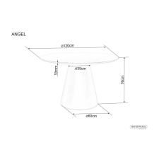  Angel Kerek Tölgy Étkezőasztal Matt Fekete Lábbal bútor