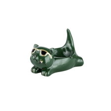 Angelo márkájú szivarozó cicát formáló kerámia hamutartó - Sötétzöld hamutartó