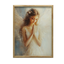  ANGYAL IMÁJA II. FESTMÉNY VÁSZRA FEKETE KERETTEL 70x100 CM grafika, keretezett kép