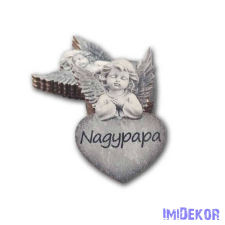  Angyal kőhatású szivecskén 5x7,5cm - Nagypapa dekorációs kellék