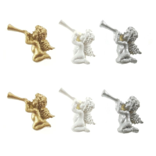 Angyal öntapadós poly 2,8x3,6x1 cm fehér,arany ezüst S/6 karácsonyi dekoráció