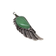 Angyalszárny medál fém Aventurin 2x6cm medál