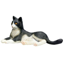 Animal Mojo Macska figura - fekvő, fekete-fehér játékfigura