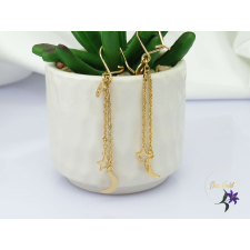  Anka antiallergén hosszú csüngős fülbevaló holdasckával-18K fülbevaló