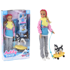 Anlily baba husky kutyával és szánkóval téli kiadásban baba