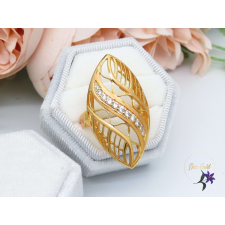  Antiallergán hosszúkás fazonú gyűrű cirkónia kővel-24K gyűrű