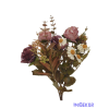  Antik színű rózsa + kis virágos csokor 29cm - Antik Mályva