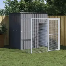  antracit horganyzott acél kutyakennel kifutóval 165x251x181 cm szállítóbox, fekhely kutyáknak