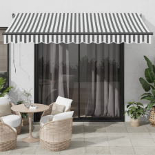 antracitszürke-fehér LED-es kézi napellenző 350 x 250 cm kerti bútor