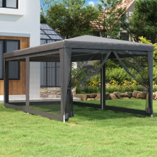  Antracitszürke HDPE rendezvénysátor 6 hálós oldalfallal 3x6 m kerti tárolás
