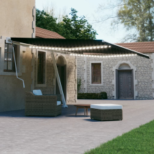 Antracitszürke kézzel kihúzható LED-es napellenző 500 x 300 cm kerti bútor
