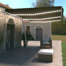 Antracitszürke kézzel kihúzható LED-es napellenző 600 x 350 cm kerti bútor