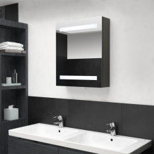 Antracitszürke LED-es tükrös fürdőszobaszekrény 50 x 14 x 60 cm fürdőszoba bútor