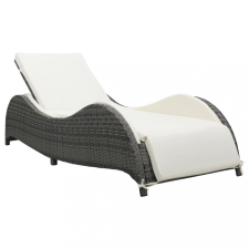  Antracitszürke polyrattan napozóágy párnával kerti bútor