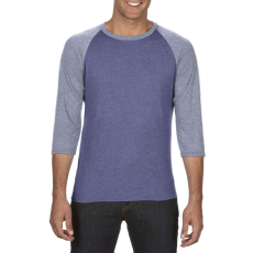 ANVIL AN6755 3/4 ujjú tri-blend férfi póló Anvil, Heather Blue/Heather Grey-S