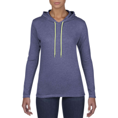 ANVIL ANL887 hosszú ujjú Női kapucnis póló Anvil, Heather Blue/Neon Yellow-XL