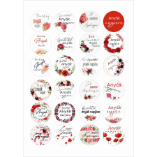  Anyák Napja matrica, ajándékkísérő piros dekorációs kellék