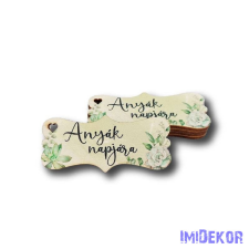  Anyák napjára zöldes tábla 3,2x7,2cm - biléta dekorációs kellék