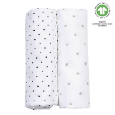  ANYASÁG Plena muszlin BIO 2 db Szürke és Fekete Pöttyök 85x85 cm mosható pelenka