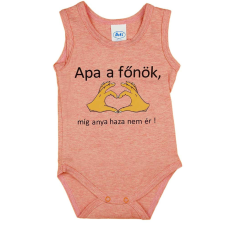 "Apa a főnök" feliratos ujjatlan baba body púder kombidressz, body