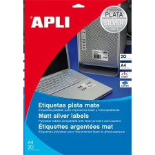 APLI 63.5x29.6 mm etikett, poliészter, időjárásálló, kerekített sarkú, ezüst 540 darab (LCA10070) (LCA10070) etikett