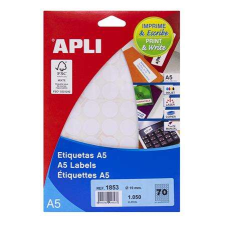 APLI Etikett, 19 mm kör, fehér, A5 hordozón, APLI, 1050 etikett/csomag etikett