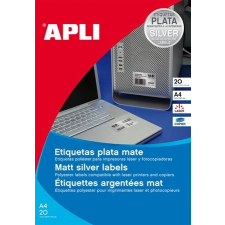 APLI Etikett, 210x297 mm, poliészter, időjárásálló, APLI, ezüst, 20 etikett/csomag etikett