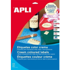 APLI Etikett, 210x297 mm, színes, APLI, krémszínű, 20 etikett/csomag etikett
