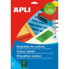 APLI Etikett, 210x297 mm, színes, APLI, zöld, 20 etikett/csomag etikett