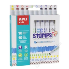 APLI Filctoll készlet, nyomda, APLI Duo Stamps, 10 különböző szín és minta (LCA16807) filctoll, marker