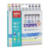 APLI Filctoll készlet, nyomda, APLI Kids "Markers Duo Stamps", 10 különböző szín és minta