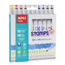 APLI Filctoll készlet, nyomda, apli kids &quot;markers duo stamps&quot;, 10 különböző szín és minta 16807 filctoll, marker