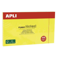 APLI Öntapadó jegyzettömb, 125x75 mm, 100 lap, APLI &quot;Funny&quot;, sárga jegyzettömb