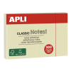 APLI Öntapadó jegyzettömb, 50x75 mm, 100 lap, APLI "Classic", sárga