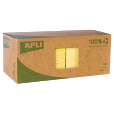 APLI Öntapadó jegyzettömb, 75x75 mm, 100 lap, újrahasznosított, APLI "Classic", sárga post-it
