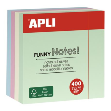 APLI öntapadó jegyzettömb, 75x75 mm, 400 lap, apli "funny", pasztell 10972 jegyzettömb