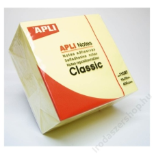 APLI Öntapadó jegyzettömb, 75x75 mm, 400 lap, APLI, sárga (LNP11597) jegyzettömb